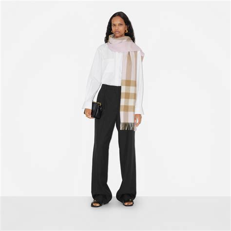 burberry cashmere pink scarf|alabaster pink check cashmere scarf.